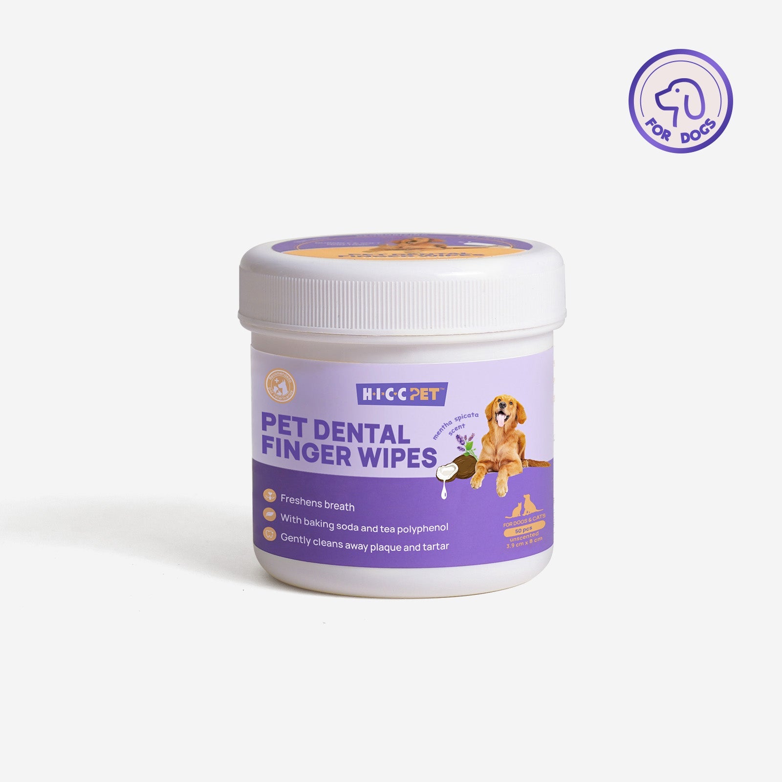 Dog Dental Cleaning Finger Wipes Spearmint Scent 50 Pcs
